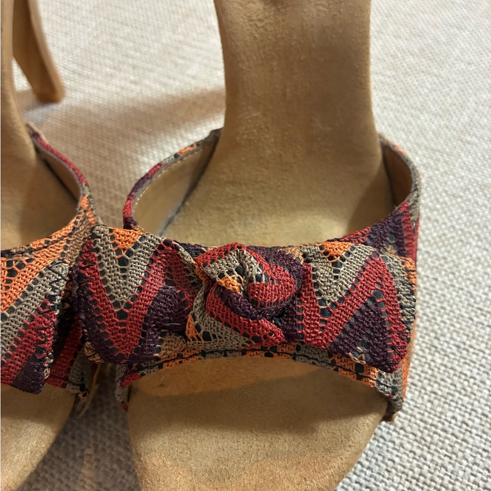 Audrey Brooke Red and Orange Woven Heels